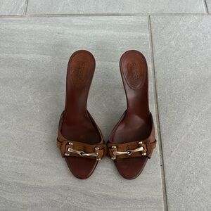 Vintage Gucci Brown Leather Horsebit Slide Sandals